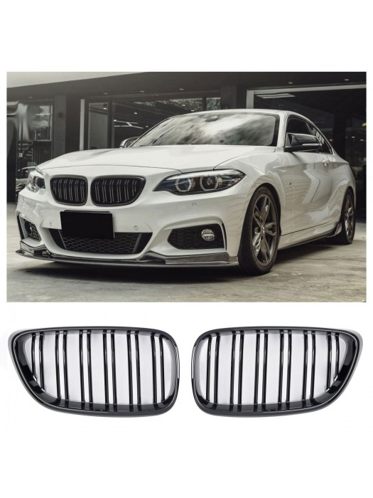 Maska BMW 2 (F22/F23/F87) - černá lesklá (dvojitá)